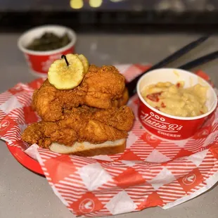 Jumbo Tenders , Pimento Mac &amp; Cheese and Southern Greens