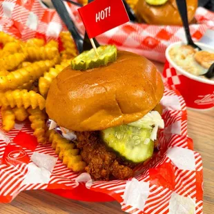 The sandwich combo with crinkle-cut fries ($10.75)