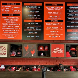 Inside menu and merch