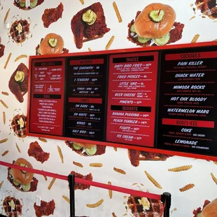 Menu on wall inside