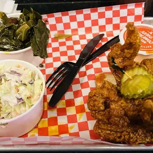 3 full wangz w/ coleslaw &amp; greens ($18.50) outstanding