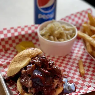 Chopped Beef Brisket Sandwich with cabbage