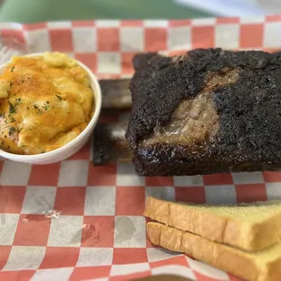 Texas Size Beef Ribs Aka Dino Ribs and Mac and cheese