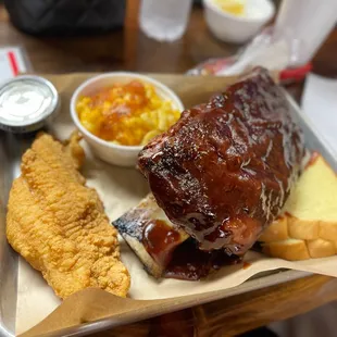 Ribs, a Mac n Cheese &amp; Fried Fish