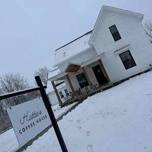 a sign in the snow
