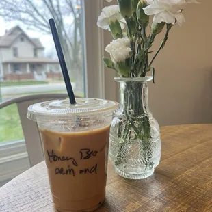 Honey bear with almond milk