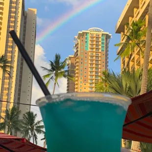 Blue ocean and rainbow