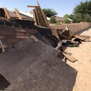 Shed destroyed by wind.