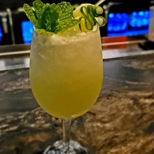 Cocktail with freshly juiced cucumber