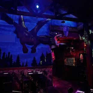 Dragon peeking around the family room wall