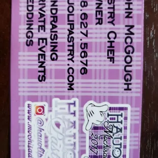 Info on loyalty card.