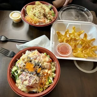 2 Build Your Own Poke Bowls &amp; Crab Rangoons