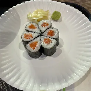 love the paper plate with my salmon roll