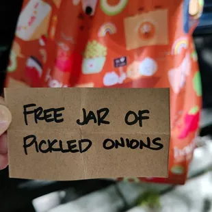 They had a drawing and I won a jar of Pickled Onions... Very yummy! Thank you!!!