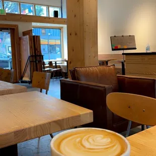 Inside the cafe. Come before 10 am if you want to avoid crowds !