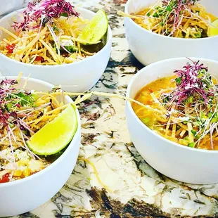 four bowls of food