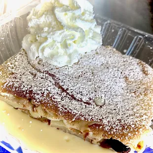 Apfel Strudel with vanilla sauce- not always available -call ahead to order