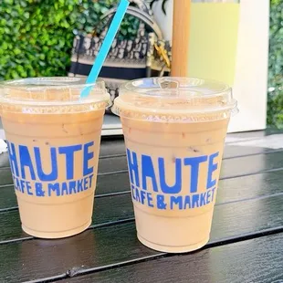 Iced latte and rose latte