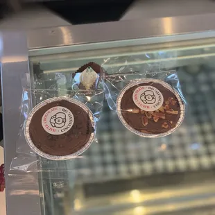 Brownies with Chocolate on top and a Key Lime Chocolate Pyramid