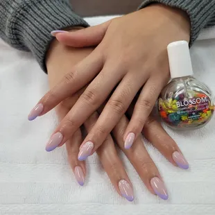 Natural color with purple tip.