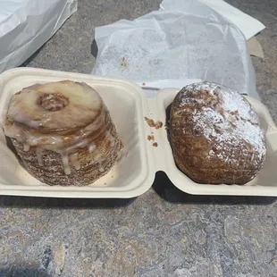 Haute Donut- 100 Layer Vanilla and Cranberry next to the Beignet donut.