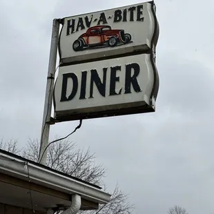 a diner sign on a building