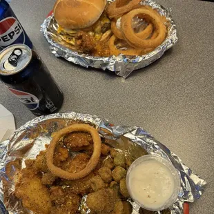 Wings onion rings okra patty melt ... OMG so good