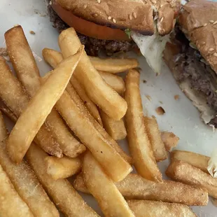 Mushroom burger n fries