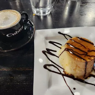 Cafe Cubano and flan