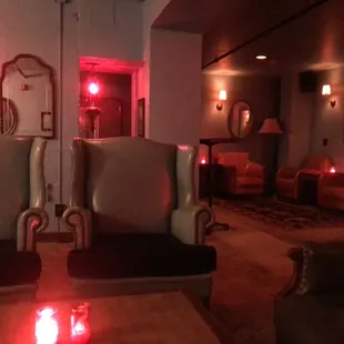 red light in a dimly lit room