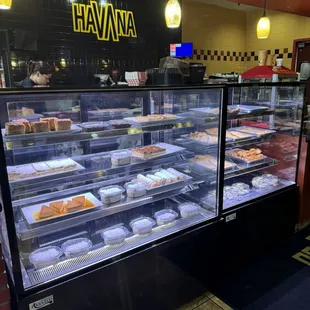 Pastry case view, cute place! wish we had a better experience.