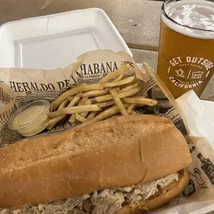 Cubanita sandwich with cold fries