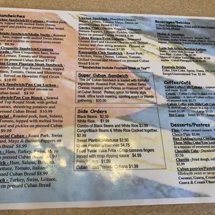 menu