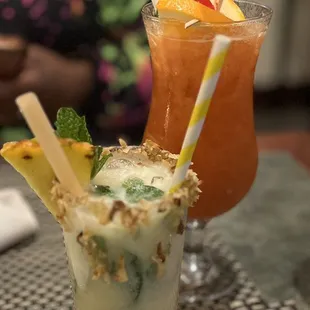 two tropical drinks