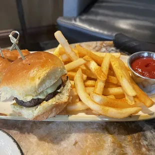 Wagyu Beef sliders and French fries