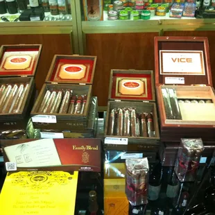 cigars and other cigars on display