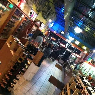 the inside of a wine shop
