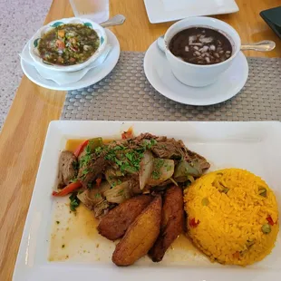 Ropa Viejo is shedded slow cooked beef with onions, green, red peppers in cuban sauce. Yummy!