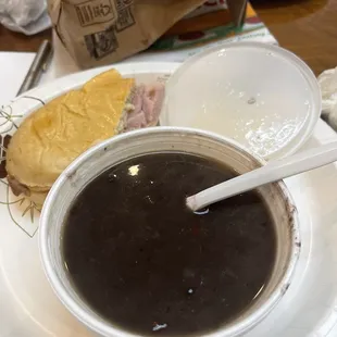 Cuban and black bean soup. Very delicious!