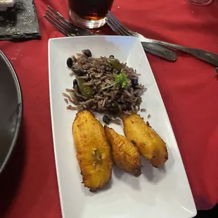 The side of rice included with the food