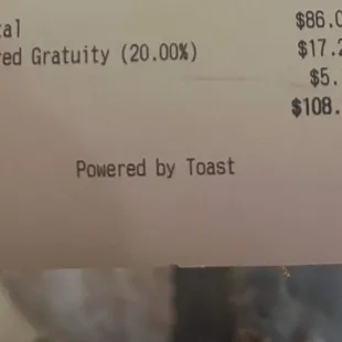 20% required . When service was awful