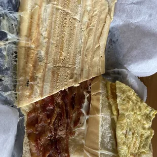 Bacon, egg, and cheese breakfast sandwich