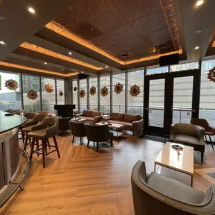 the lounge area of the hotel