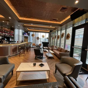 the lounge area of the hotel