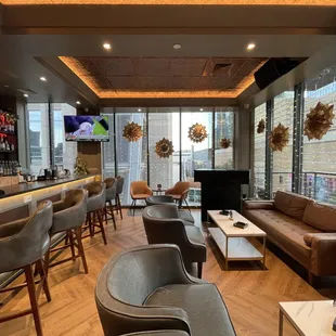 the lounge area of the hotel