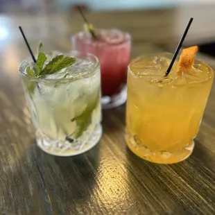 three different cocktails