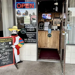the entrance to the restaurant