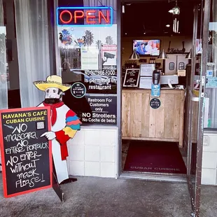 the entrance to the restaurant