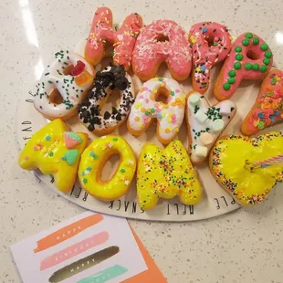 Birthday letters donut.