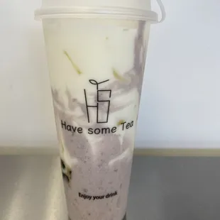 Taro milk smoothie with boba